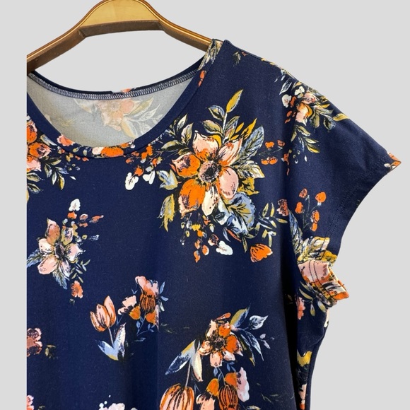 Active Pro Women's Dress Size 2X Blue Floral Crewneck Short Sleeves - Picture 3 of 12